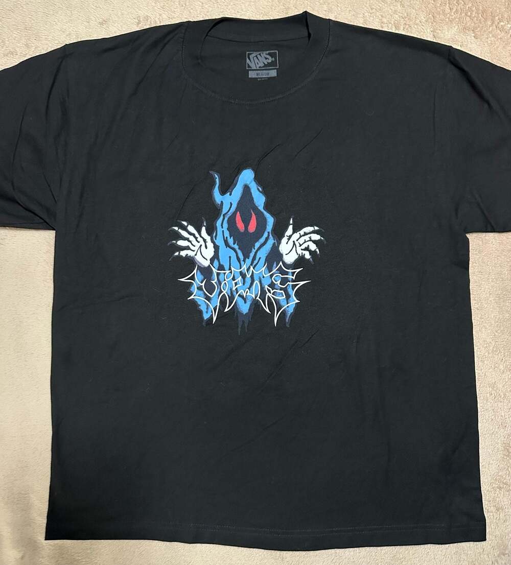 Vans Graphic T-Shirt Size Medium Black Ghost Print